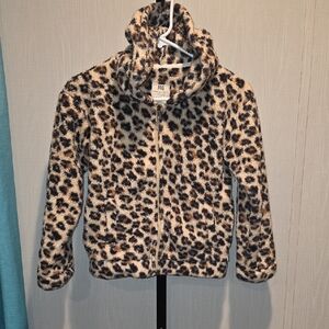 (J52) RSQ Leopard Print Juniors Jacket With Hoodie